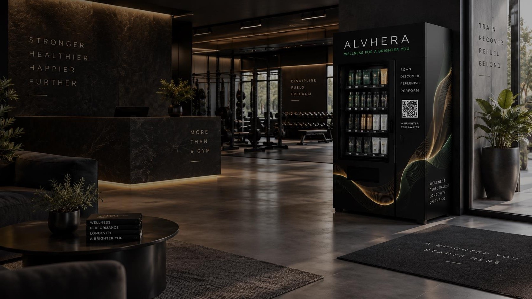 Alvhera vending machine in a premium gym